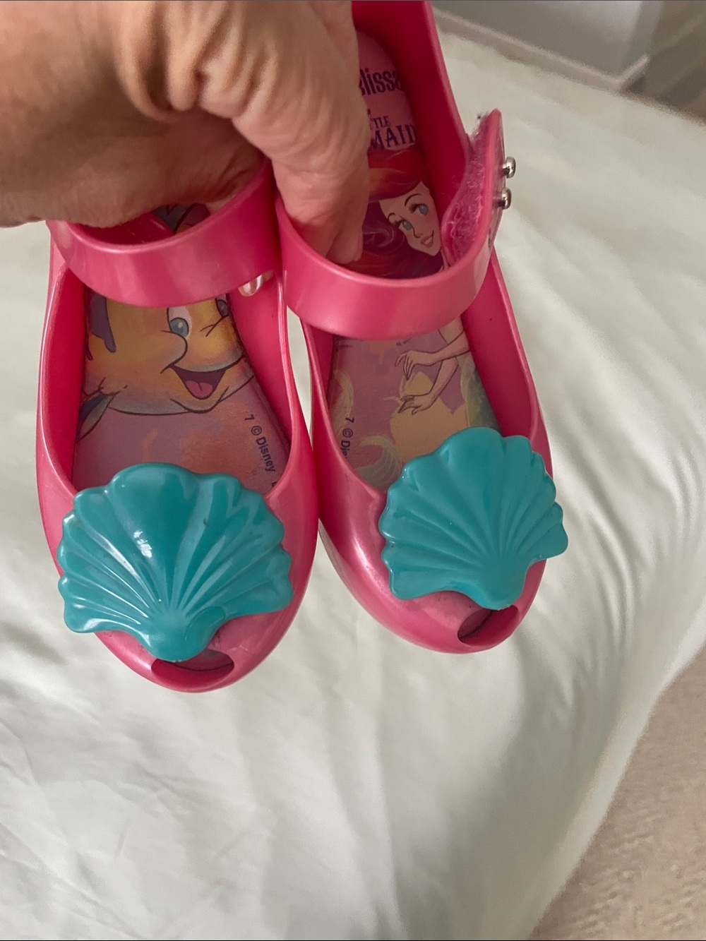 Mini Melissa Pink Jelly Mary Jane Shoes with Blue Shell Appliques Little Mermaid - Picture 4 of 4